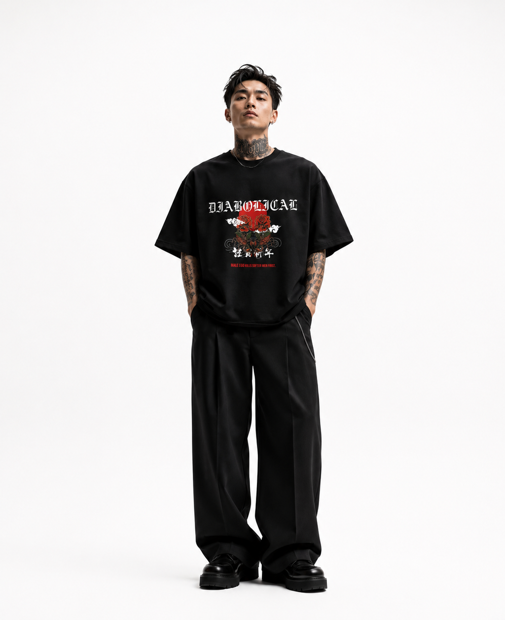 BLACK OVERSIZED BOXY FIT  TEE