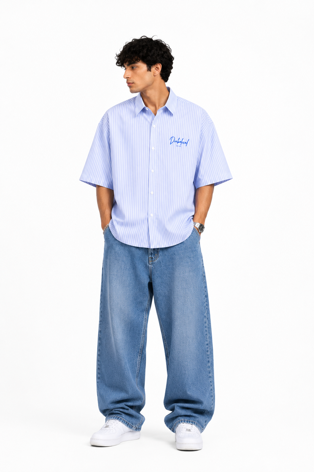 Blue Striped oxford Boxy fit Shirt