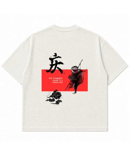 Off-white waffle boxy fit Back Design