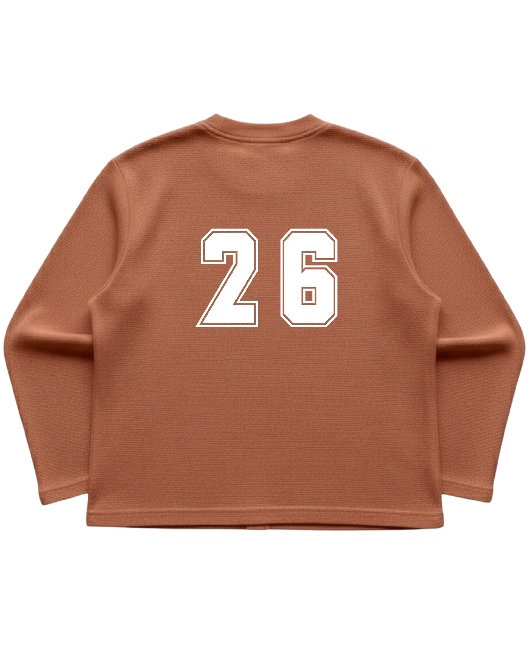 Brown waffle knit oversized full-sleeve Back Design