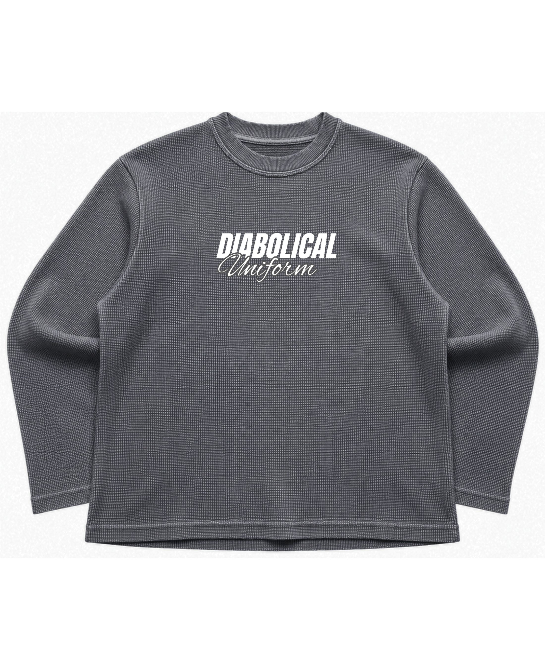 Acidwash waffle knit oversized full-sleeve Front Design