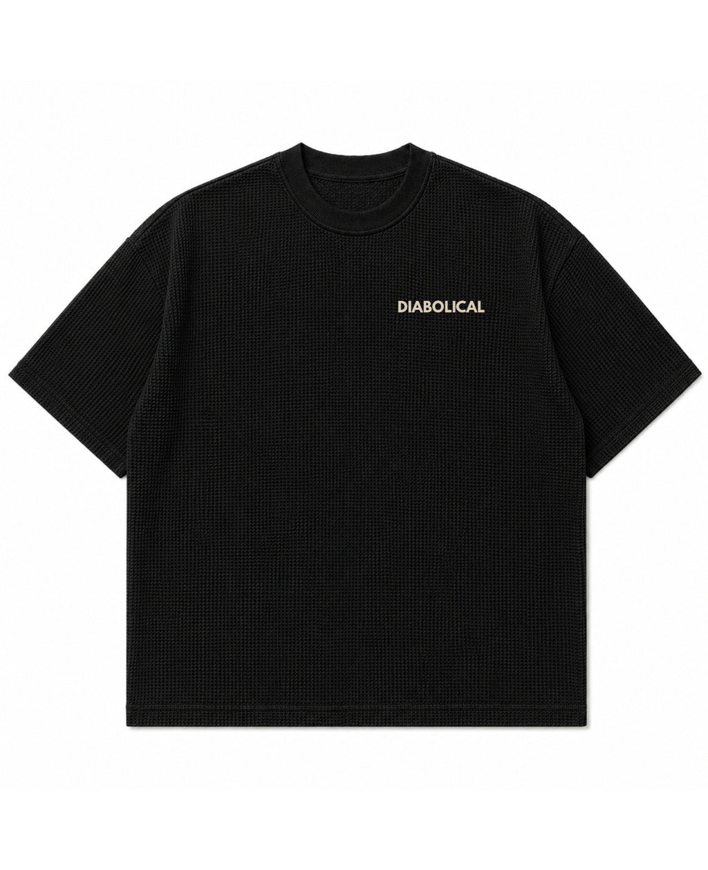 Black waffle boxy fit Front Design