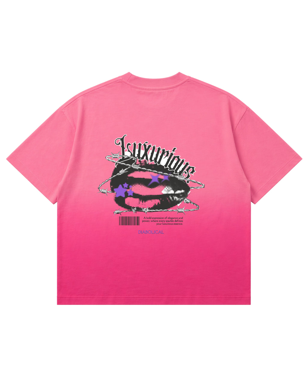 Pink Sunfade Ombré Wash Boxy Fit T-shirt Back Design