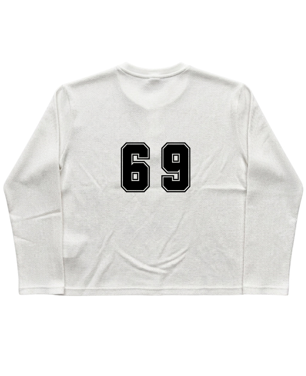 White Henley waffle knit Back Design
