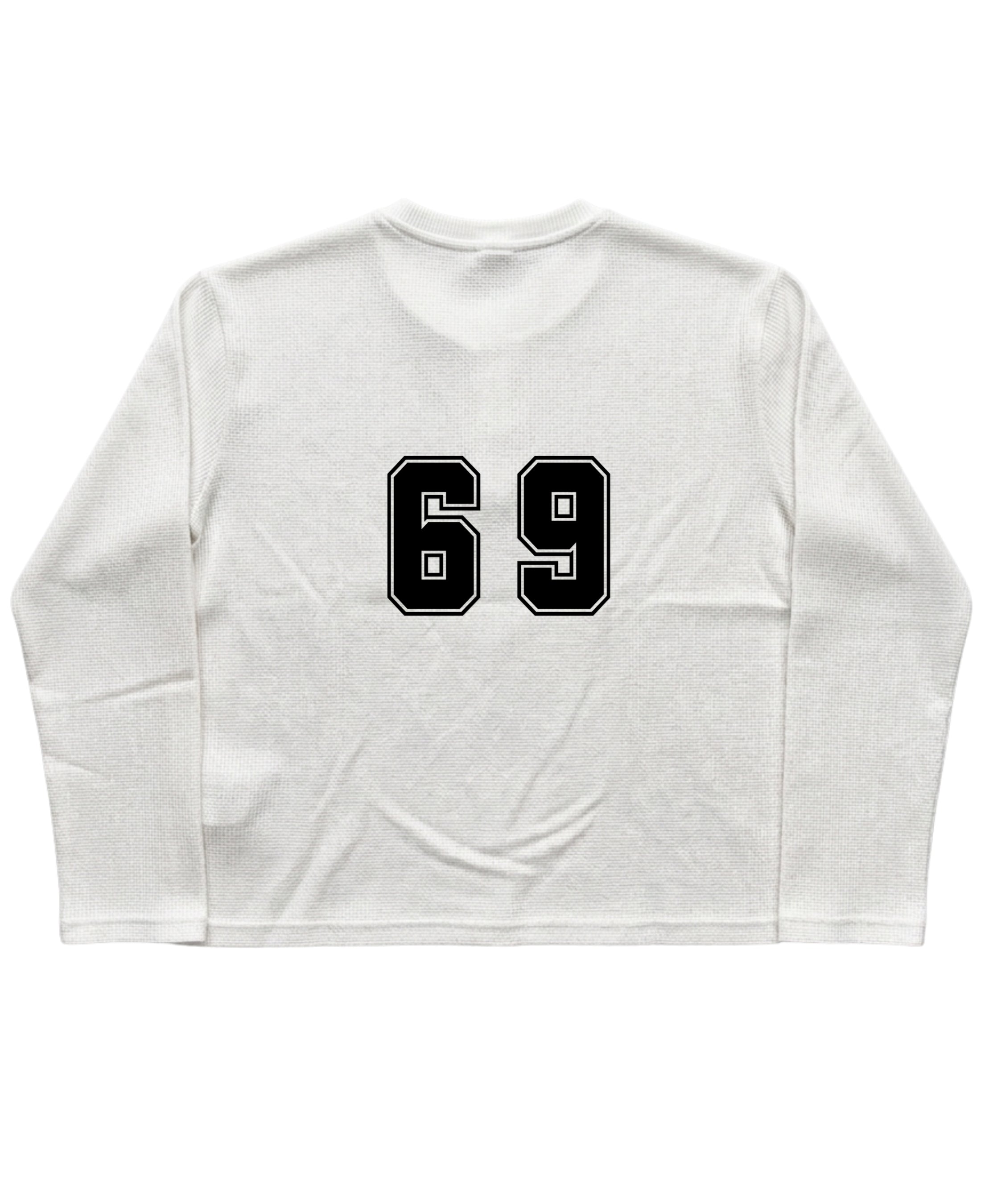 White Henley waffle knit Back Design