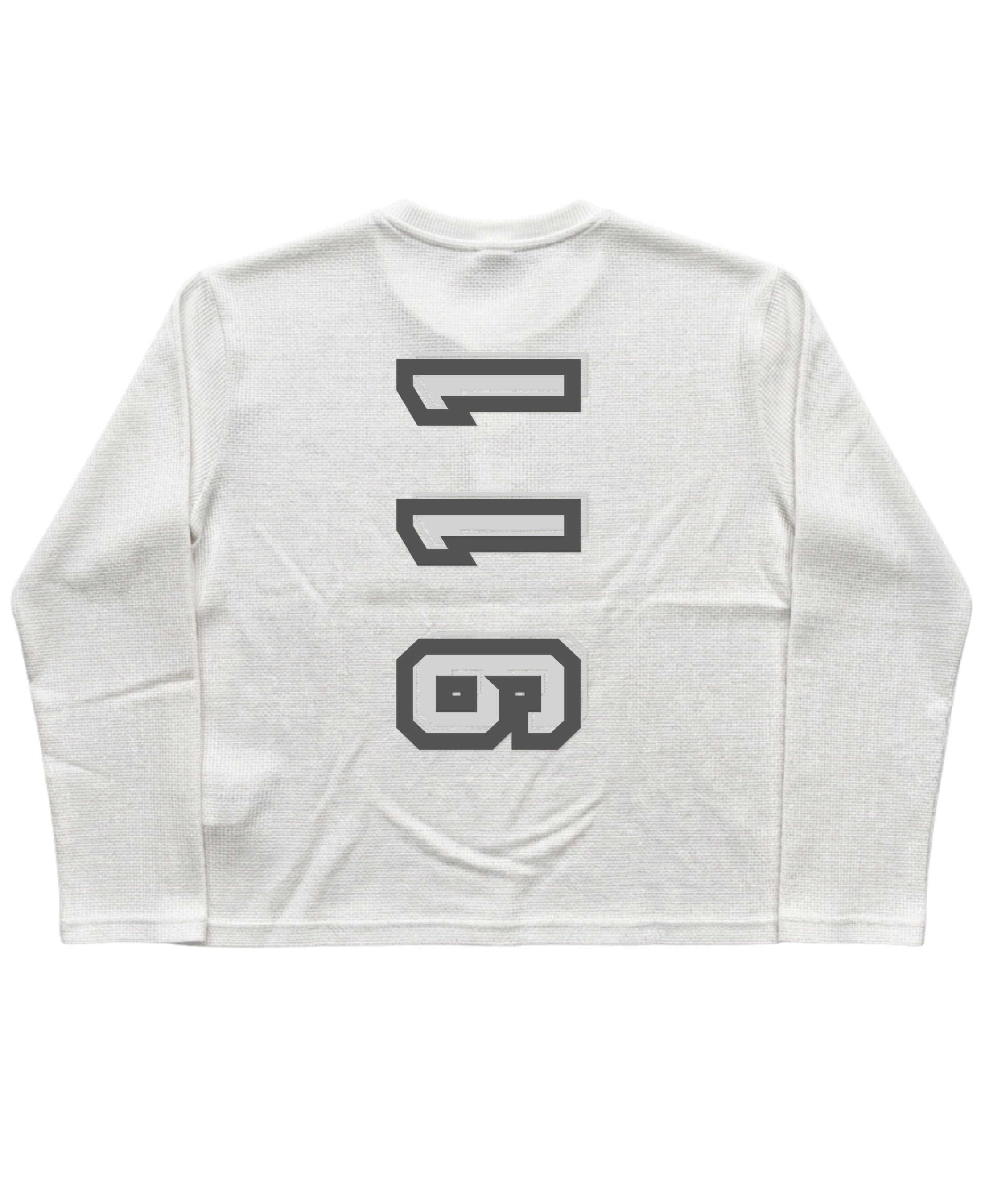 White Henley waffle knit Back Design
