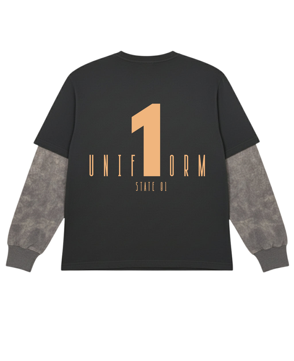 Black With Acidwash Sleeve Oversized Tee Back Design