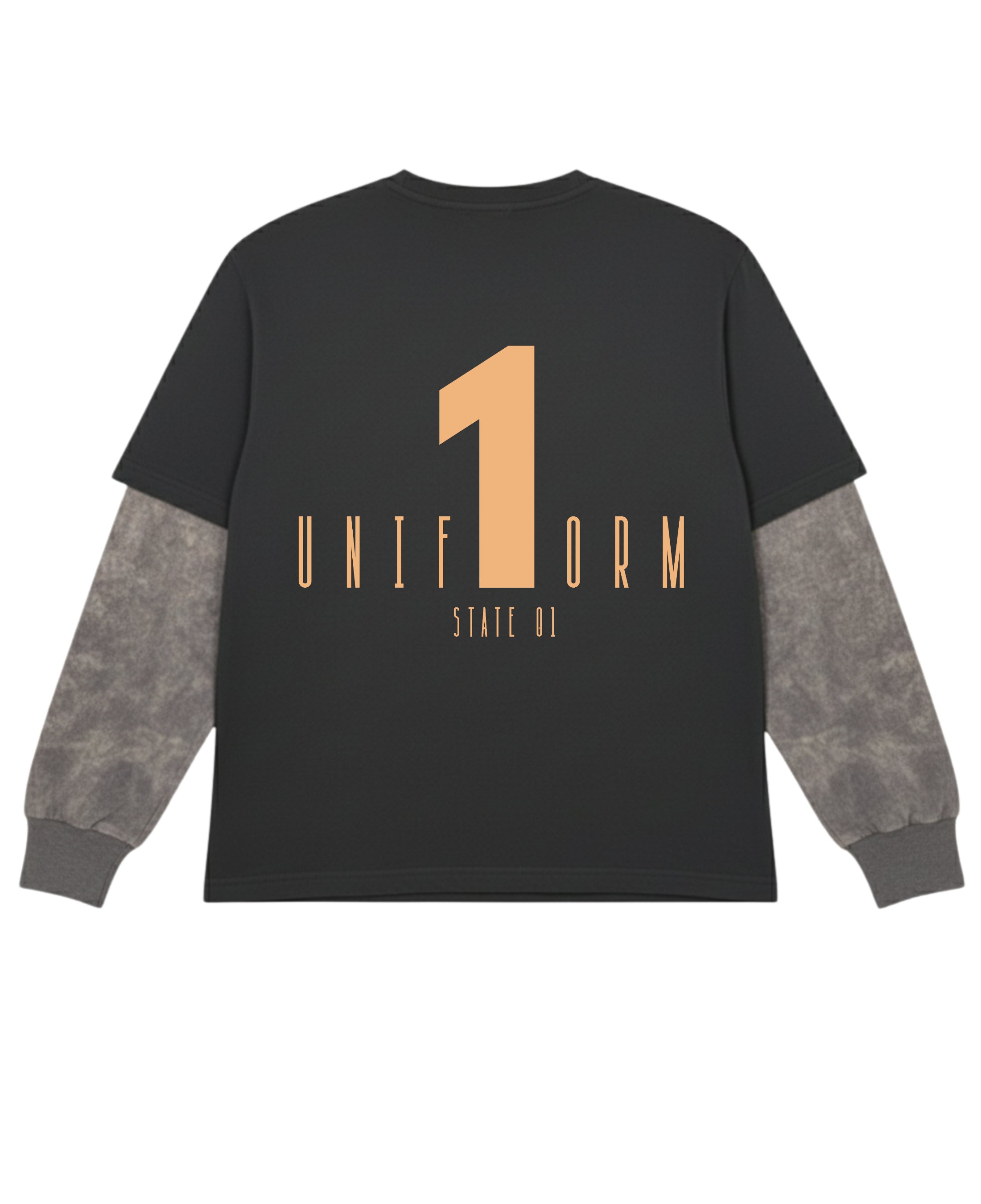 Black With Acidwash Sleeve Oversized Tee Back Design