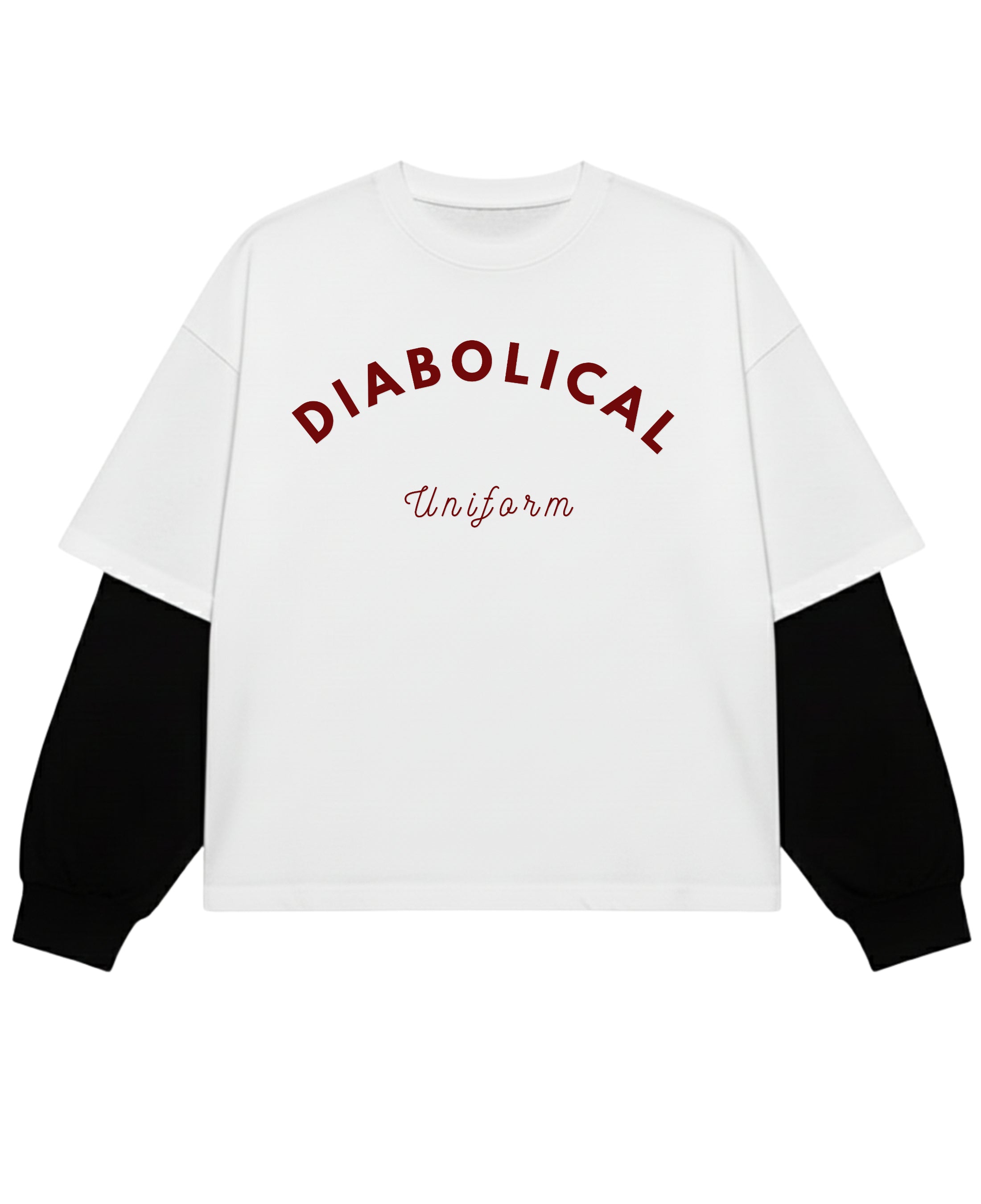 White With Black Sleeve Oversized Tee Front Design